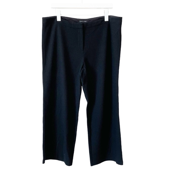 Eileen Fisher Boiled Wool Jersey Wide Leg Pant Black Size Large Luxury Cropped - Picture 1 of 7